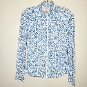 Tommy Bahama Blue White Zip Jacket Women's Size Small Resort Coastal Tenniscore